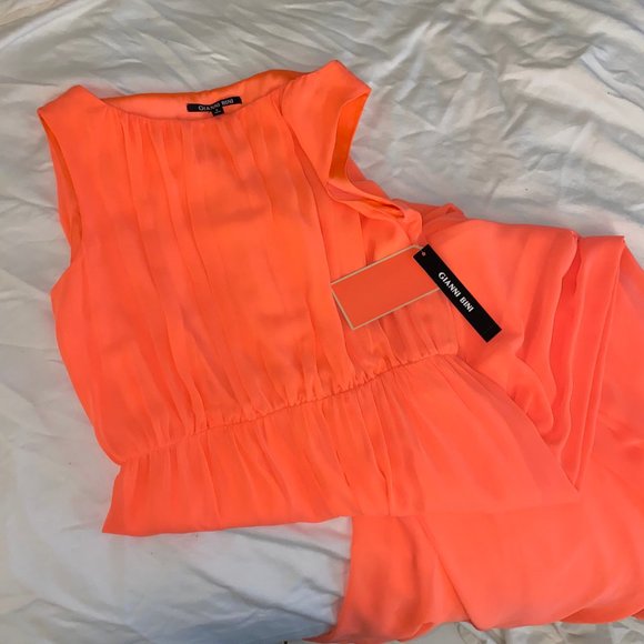 GIANNI BINI NEON ORANGE MAXI DRESS SIZE S - Picture 2 of 5